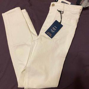 White high-waisted Hollister jeans
